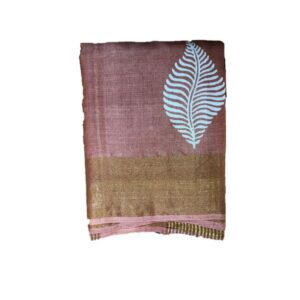 Block Printed Zari Tussar Saree
