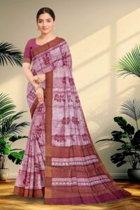 Block Printed Zari Tussar Saree