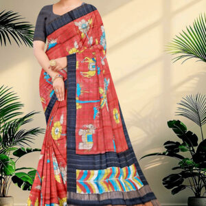 Hand Paint Tussar Silk