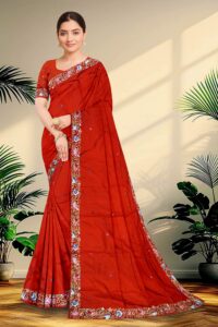 Embroidery Katan Silk Saree
