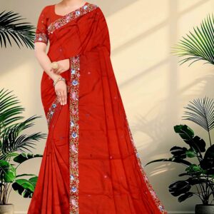 Embroidery Katan Silk Saree