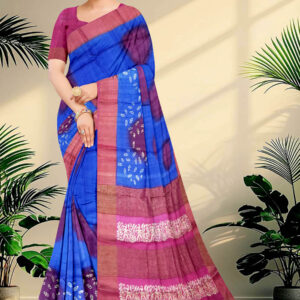 Block Printed Zari Tussar Saree