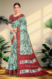 Block Printed Zari Tussar Saree