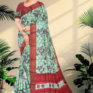 Block Printed Zari Tussar Saree