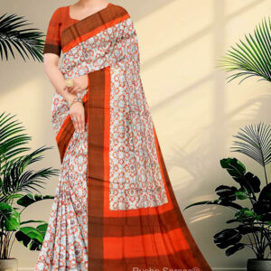 Block Printed Zari Tussar Saree