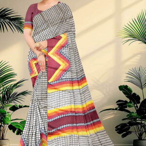 Block Printed Zari Tussar Saree