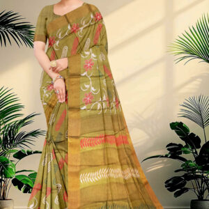 Block Printed Zari Tussar Saree