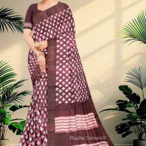 Block Printed Zari Tussar Saree