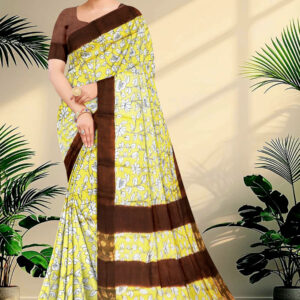 Block Printed Zari Tussar Saree